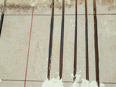 Nærbilde av limte laminater (NSM). Bilde: Simpson Strong-Tie